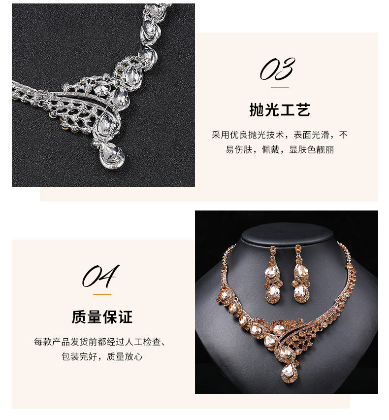 European and American accessories exaggerated retro necklace set women's luxury crystal banquet dress accessories clavicle chain factory direct sales