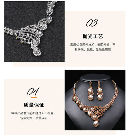 European and American accessories exaggerated retro necklace set women's luxury crystal banquet dress accessories clavicle chain factory direct sales