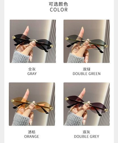 Frameless diamond personality sunglasses 2024 new sunscreen European and American trend sunglasses high sense sunglasses ladies