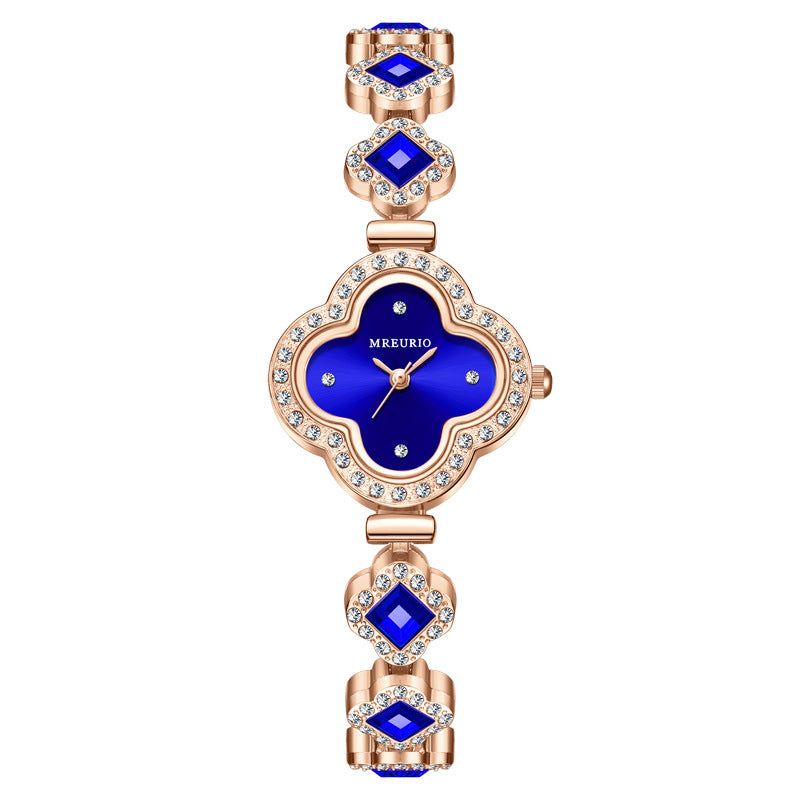 Live Hot Hot Hot Fashion Four-leaf Clover Bracelet Quartz Watch Emerald Women's Watch Women's Watch Factory Wholesale