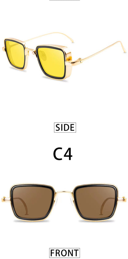 New Cross-Border Indian Style Sunglasses Square Frame Glasses Retro Thick Edge Metal Trendy Men's Sunglasses Wholesale 58157