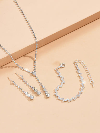 Factory Direct Approval Fashion Wedding Wedding Photography Accessories Earrings Necklace Bracelet Set Combination Multiple Choice