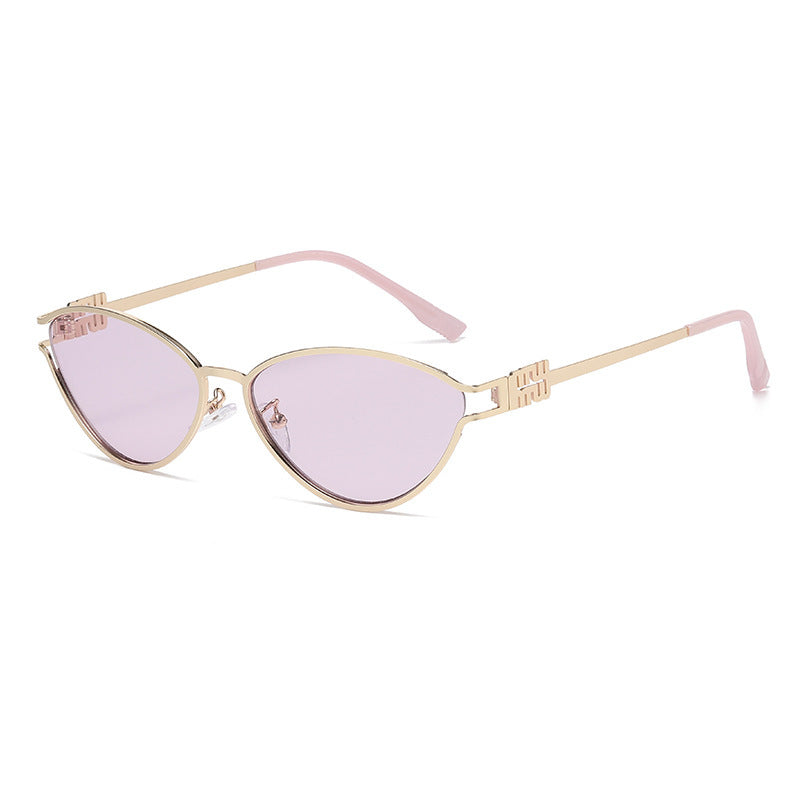 Fashionable Metal Cat-Eye Sunglasses European and American Trendy Women's Sunglasses Light Luxury High-End Anti-Uv Sunglasses for Men