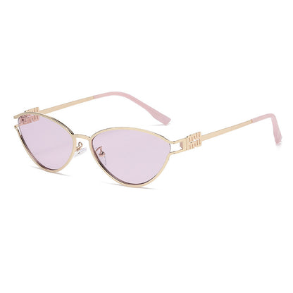 Fashionable Metal Cat-Eye Sunglasses European and American Trendy Women's Sunglasses Light Luxury High-End Anti-Uv Sunglasses for Men