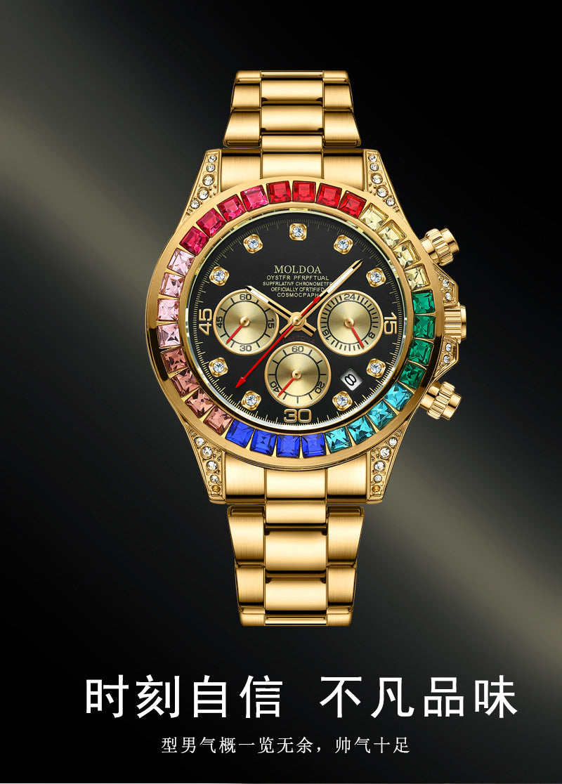 New Product Rainbow Di Same Style Watch Men's Three-Eye Six-Pin Multi-Functional Business Quartz Watch Men's Watch Dropshipping