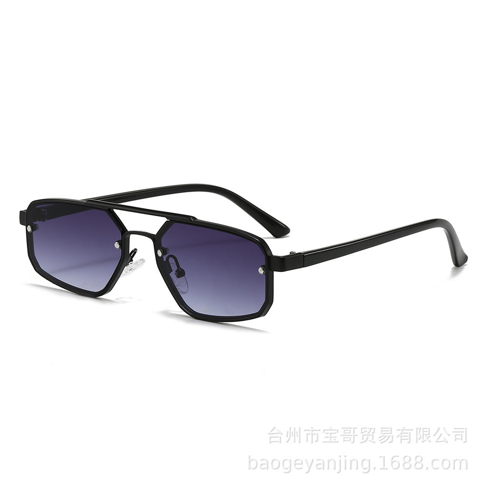 Metal Sunglasses New Trendy Cat-Eye Sunglasses for Men and Women Double Bridge Glasses in Stock Wholesale Polarized Sunglasses