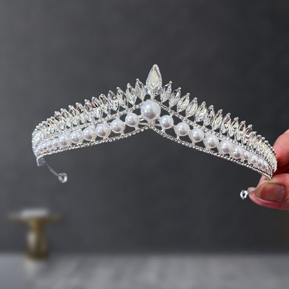 Bridal Crown Tiara Rhinestone Crown Wedding Dress Diamond Costume Eighteenth Birthday Coming-Of-Age Ceremony Birthday Princess Hair Accessory