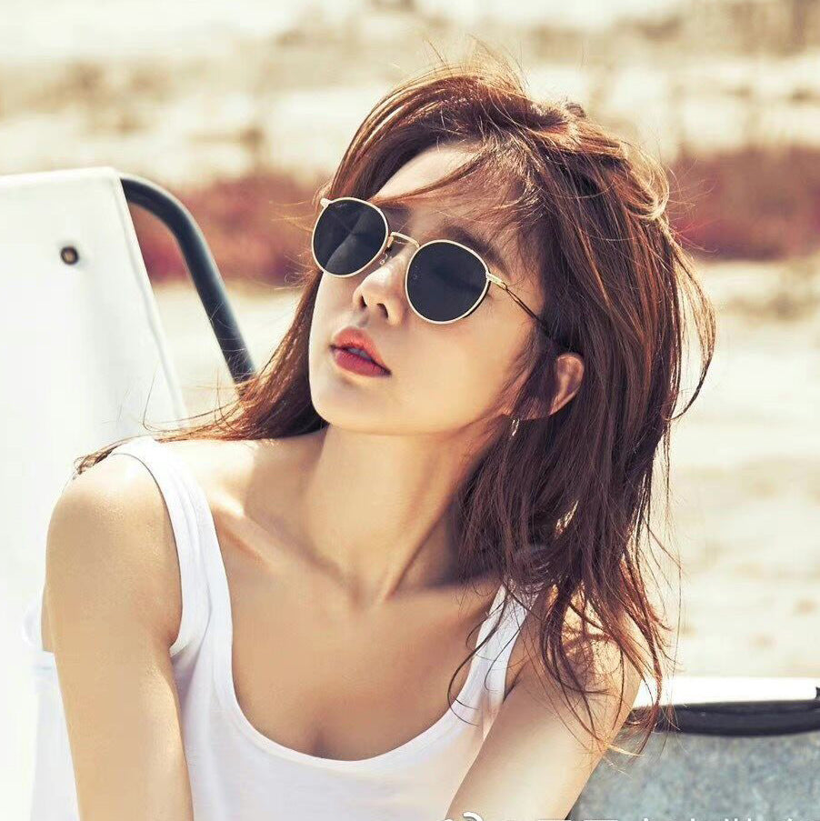 2022 New Style Sunglasses for Women Ins Street Shooting Popular Round Frame Sunglasses K-Style Trendyy Retro Sunglasses for Small Faces