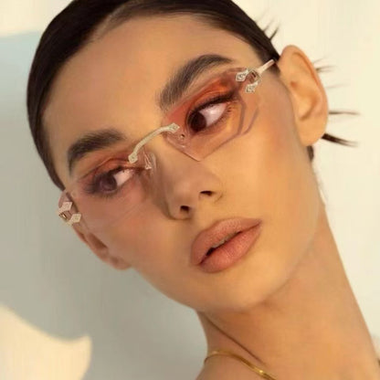 Irregular Frameless Edge-Cut Sunglasses 2024 New Style Personalized Fashion Sunglasses Street Style Trendy Sunglasses for Women