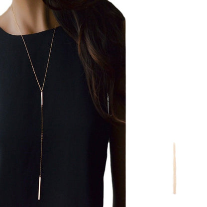 European and American Foreign Trade Jewelry Simple Two Metal Stick Short Necklace Ins Cold Wind Double Stick Pendant Necklace