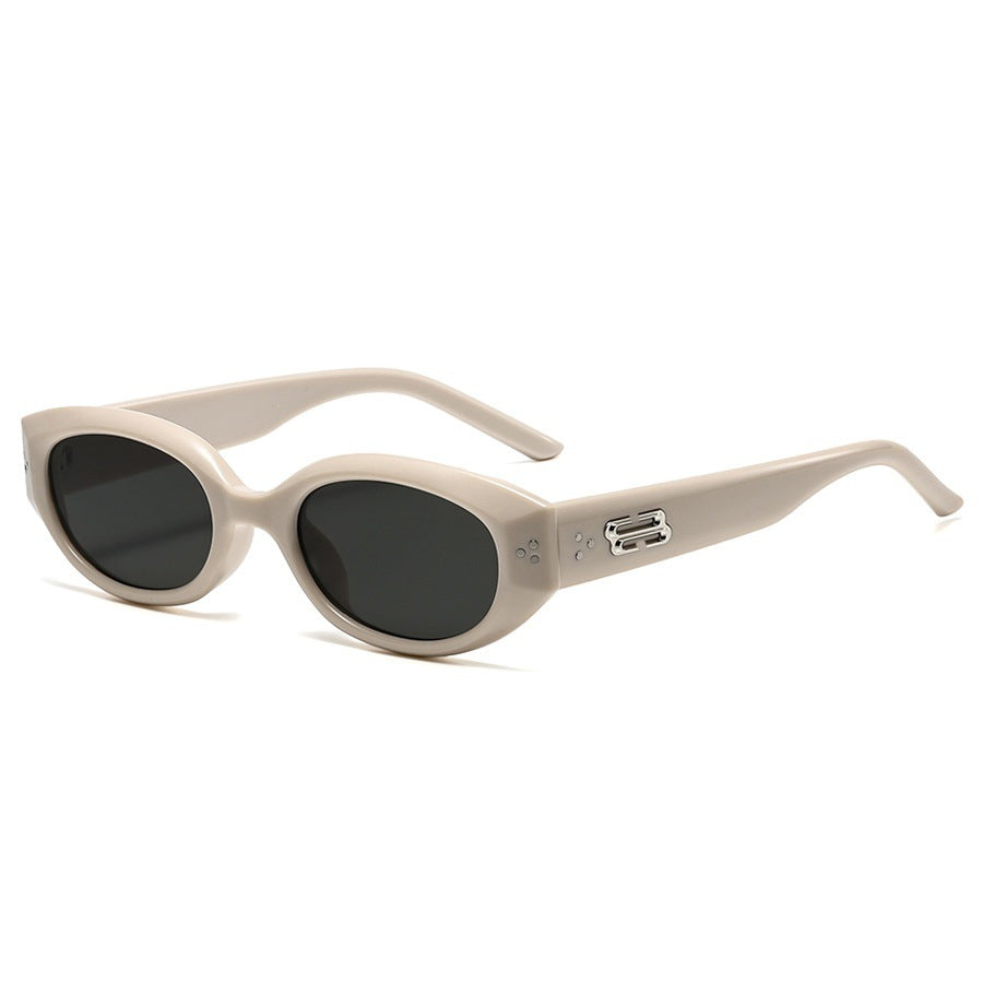 Retro Black Frame Rice Nail Irregular gm Cat's Eye Sunglasses Men's 2025 New Fashionable Street Photoshoot Sunglasses Women's High-end Sense