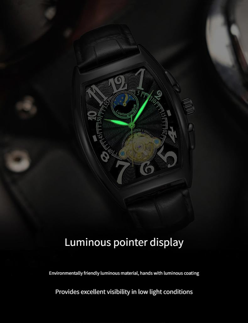 Barrel Type Fully Automatic Wheel Hollow Mechanical Watch Men's Business Simple Fashion Multifunctional Watch Wholesale