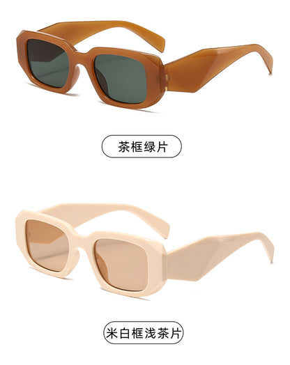 New Trendy Ins Female Internet Celebrity Plain Street Style Sunglasses Fashionable Rhombus Wide Leg Outdoor Trendy Square Frame Sunglasses