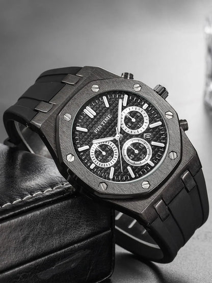 Foreign Trade Products: Men's Watch with Three Dials, Multi-Functional, Sports, Waterproof, Men's Fashion Casual Watch, Cross-Border Hot-Selling Item