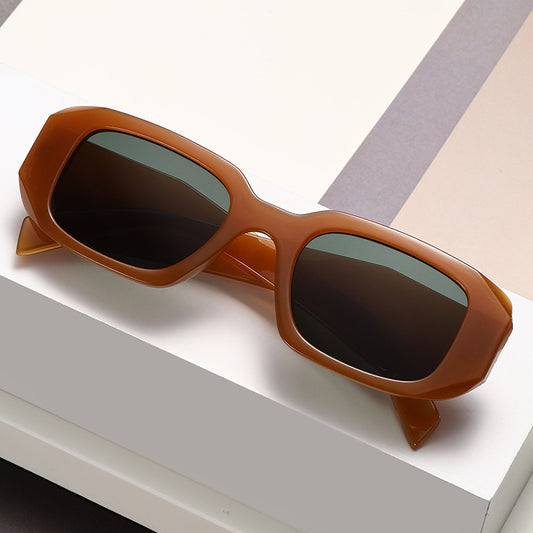 New Trendy Ins Female Internet Celebrity Plain Street Style Sunglasses Fashionable Rhombus Wide Leg Outdoor Trendy Square Frame Sunglasses