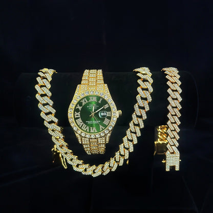 Tiktok Hot-Selling Fashion Casual Men's Watch Full Diamond Watch Men's Factory Price Direct Sale Complete Colors