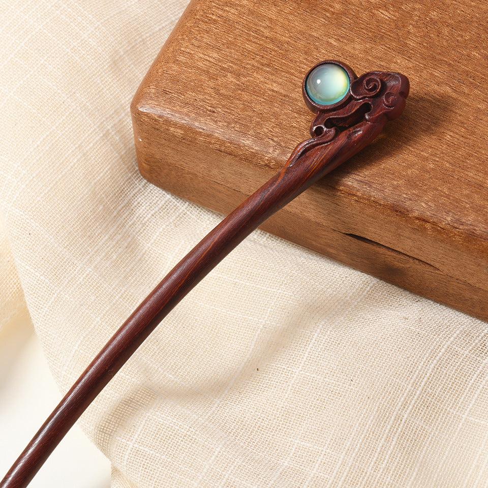 Vintage Red Sandalwood Hairpin Antique High-end Hairpin New Chinese Style Simple Daily All-match Wooden Hairpin Hairpin