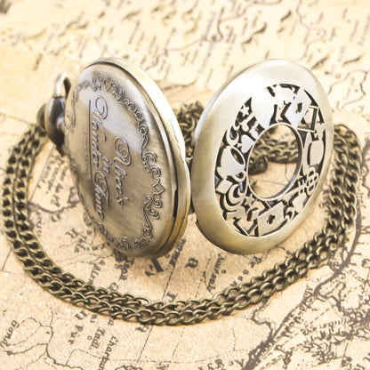 Alice in Wonderland retro pocket watch Alice and rabbit anime pocket watch female cartoon flip Hollow