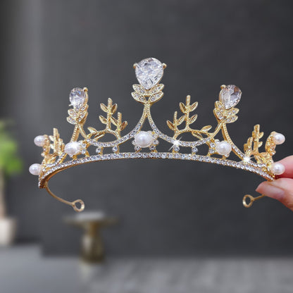Bridal Crown Tiara Rhinestone Crown Wedding Dress Diamond Costume Eighteenth Birthday Coming-Of-Age Ceremony Birthday Princess Hair Accessory