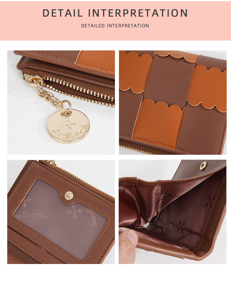 New Women's Short Wallet, Cute, Compact Card Slot, Short Card Holder, Exquisite and Simple Id Bag, Coin Purse for Women