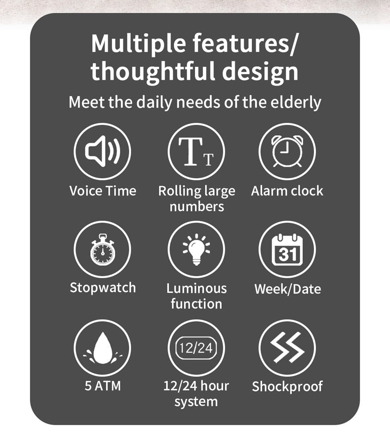 Sanda Elderly Voice Time Watch Large Digital Screen Luminous Multi-Function Watch Waterproof Calendar Digital Watch