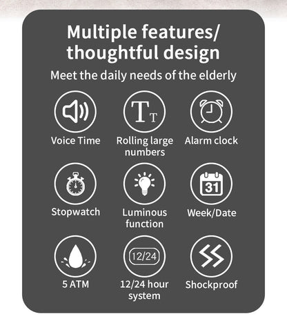 Sanda Elderly Voice Time Watch Large Digital Screen Luminous Multi-Function Watch Waterproof Calendar Digital Watch