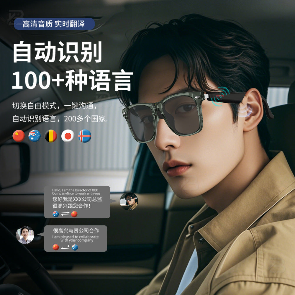 Smart Ai Bluetooth Translation Glasses, Sunglasses, Polarized, Anti-Uv, Anti-Blue Light, Listening to Music and Calls, Transparent Lens Replacement