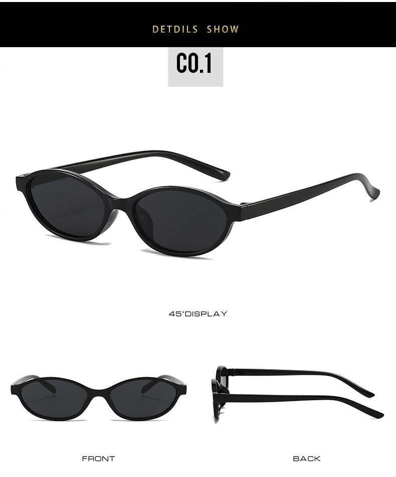 European and American Retro Oval Small Frame Sunglasses Women's Outdoor Fashion Wear Sunglasses Men's Personalized Hip-Hop Spice Glasses