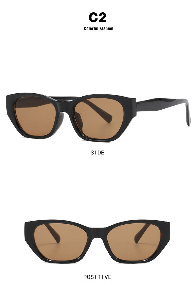 Cat-Eye Small Frame Irregular Sunglasses 2024 New Internet Celebrity High-End Sunglasses Anti-Uv Trendy Sunglasses
