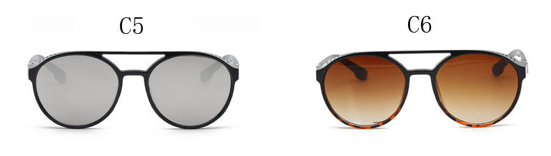 European and American Fashion Trend New Double-Beam Sunglasses Steampunk Sunglasses Round Retro Sunglasses 97040