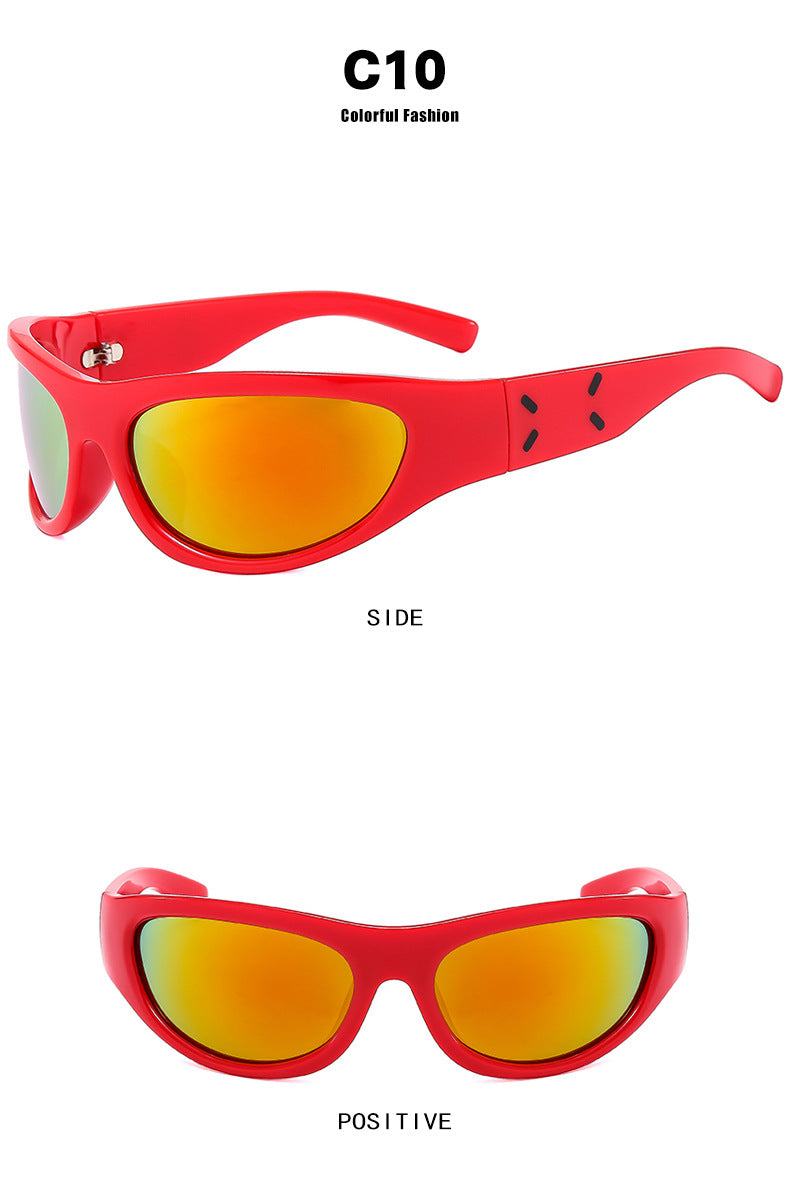 2023 New Y2K Hot Girl Cycling Sunglasses Future Technology Sunglasses Concave Shape Photo Sunglasses Trendy