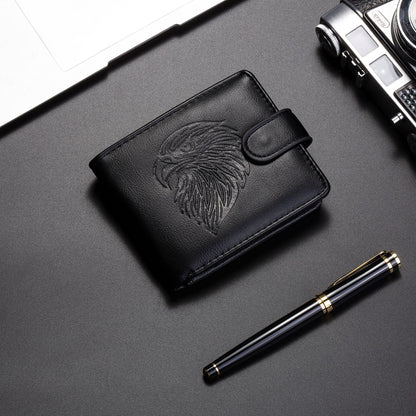 Foreign Trade Wallet Men's New 3D Embossed Eagle Pattern Short Student Youth Casual Soft Leather Card Bag Coin Purse