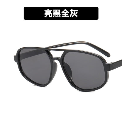 Trendy Oval Double-Bridge Sunglasses 2022 New Fashion Simple Retro Internet Celebrity Sunglasses for Women
