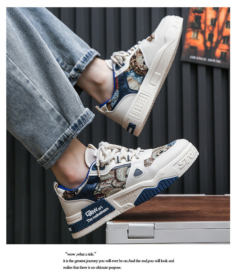 National Trend Men's Shoes 2024 Autum New Breathable Canvas Shoes Men's Niche Original Casual Shoes Sneakers Thick-Soled Student Shoes