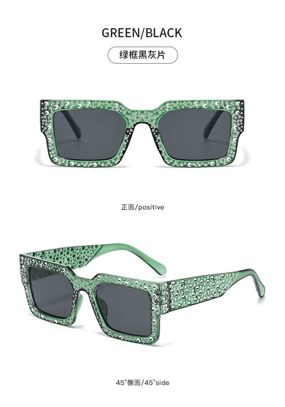 Diamond-Encrusted Starry Sky Square Sunglasses, Personalized Sunglasses, Fashionable Internet Celebrity Street Photography, Catwalk Versatile Sunglasses