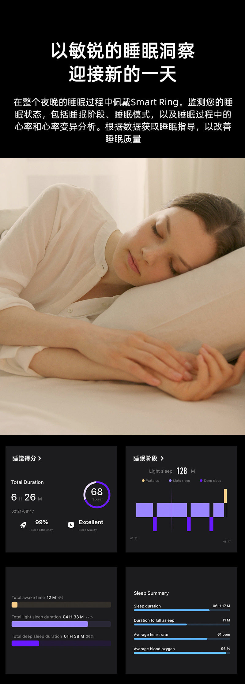 R08 (Qring) Waterproof Touch Body Temperature Sleep Blood Oxygen Heart Rate Sports Photo Music Control Smart Ring