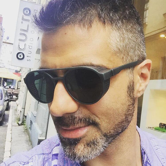 European and American Fashion Trend New Double-Beam Sunglasses Steampunk Sunglasses Round Retro Sunglasses 97040