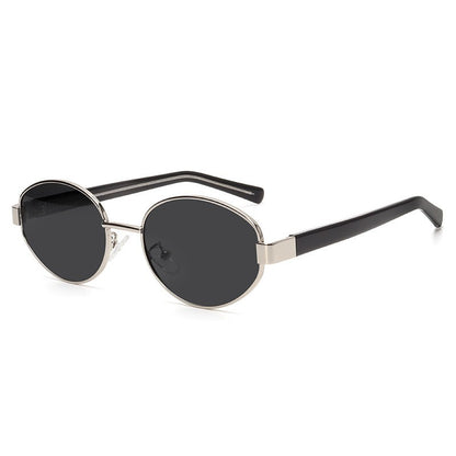 Y2K40235 Old Money Style Sunglasses Female Internet Celebrity Street Style Glasses Retro Oval High-End Cat-Eye Sunglasses