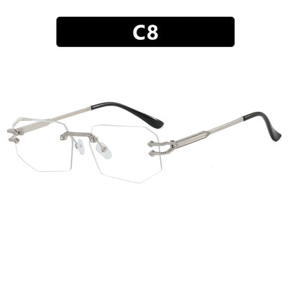 Irregular Frameless Edge-Cut Sunglasses 2024 New Style Personalized Fashion Sunglasses Street Style Trendy Sunglasses for Women
