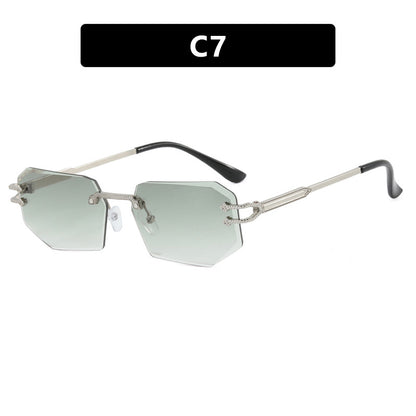Irregular Frameless Edge-Cut Sunglasses 2024 New Style Personalized Fashion Sunglasses Street Style Trendy Sunglasses for Women