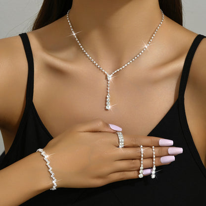 Factory Direct Approval Fashion Wedding Wedding Photography Accessories Earrings Necklace Bracelet Set Combination Multiple Choice