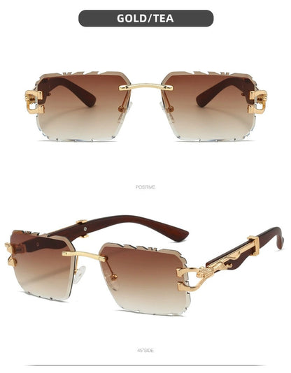 New Women's Frameless Sunglasses Distinctive Square Sunglasses Men's High Sense Fashion Cross-Border Cut-Edge Sunglasses
