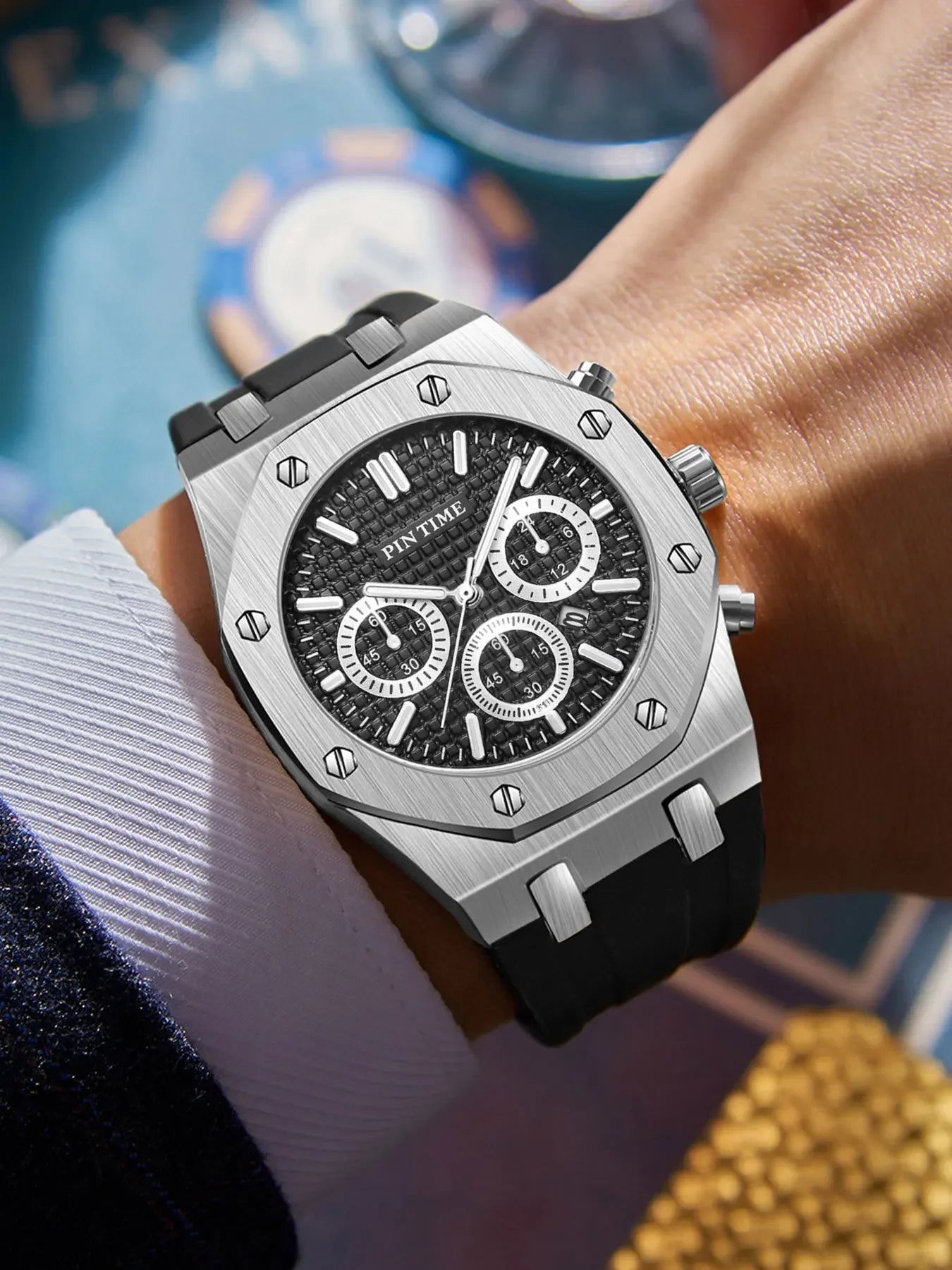 Foreign Trade Products: Men's Watch with Three Dials, Multi-Functional, Sports, Waterproof, Men's Fashion Casual Watch, Cross-Border Hot-Selling Item