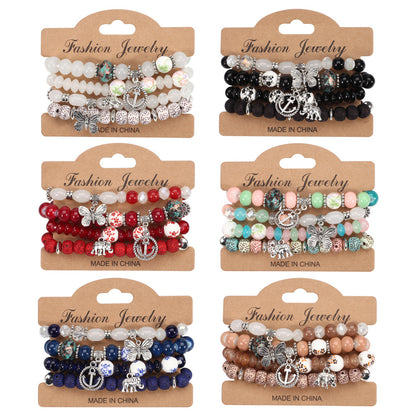 2022 Bohemian Butterfly Ship Anchor Elephant Pendant Multi-layer Bracelet Wholesale Bracelet Factory New Style Bracelet