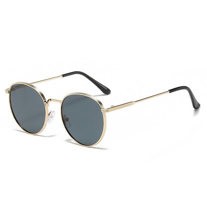 Retro Fashion High-End Metal Round Frame Sunglasses for Women European and American Cross-Border Ins Men's Driving Sunglasses Wholesale