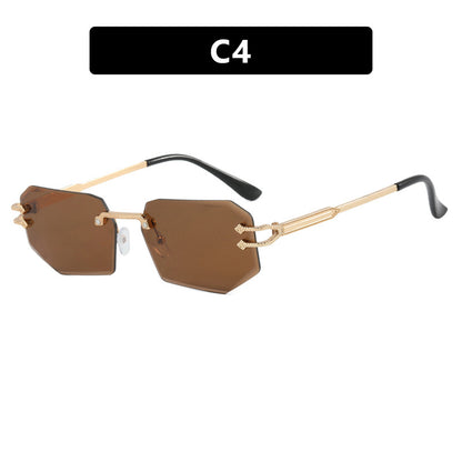 Irregular Frameless Edge-Cut Sunglasses 2024 New Style Personalized Fashion Sunglasses Street Style Trendy Sunglasses for Women