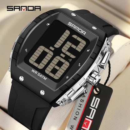 Sanda Elderly Voice Time Watch Large Digital Screen Luminous Multi-Function Watch Waterproof Calendar Digital Watch