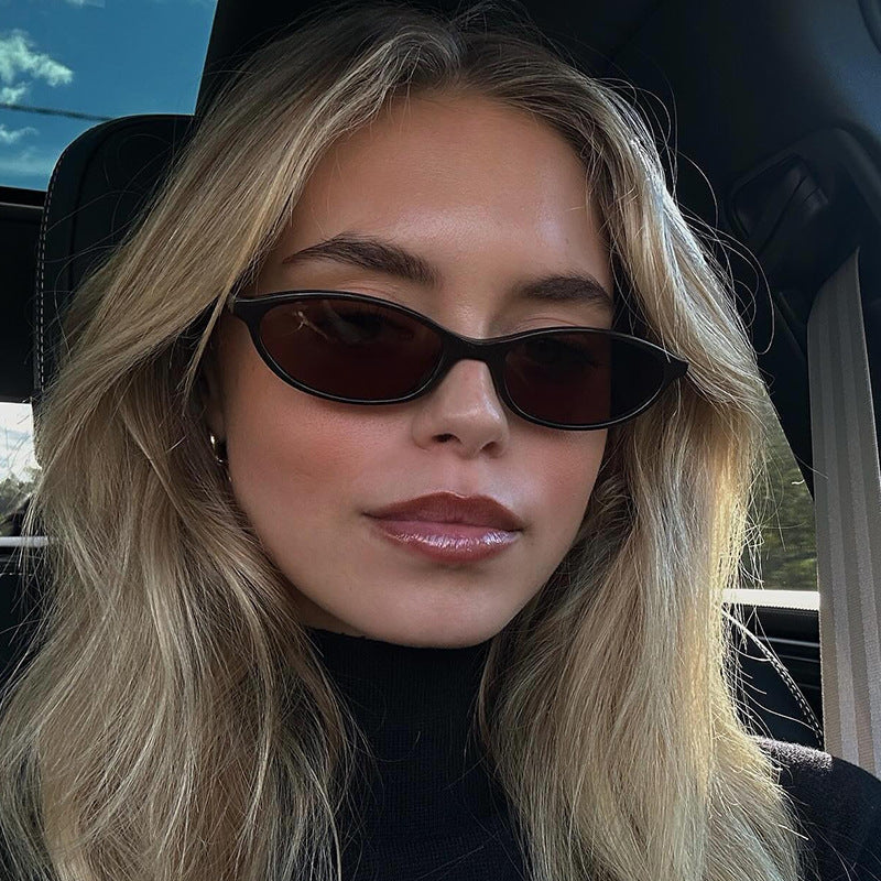 European and American Retro Oval Small Frame Sunglasses Women's Outdoor Fashion Wear Sunglasses Men's Personalized Hip-Hop Spice Glasses