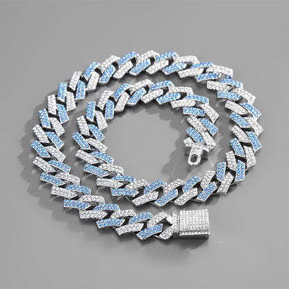 Xindi European and American Popular Men's Necklace 15mm Exaggerated Diamond Geometric Trendy Hip-Hop Jewelry Large Gold Chain Necklace