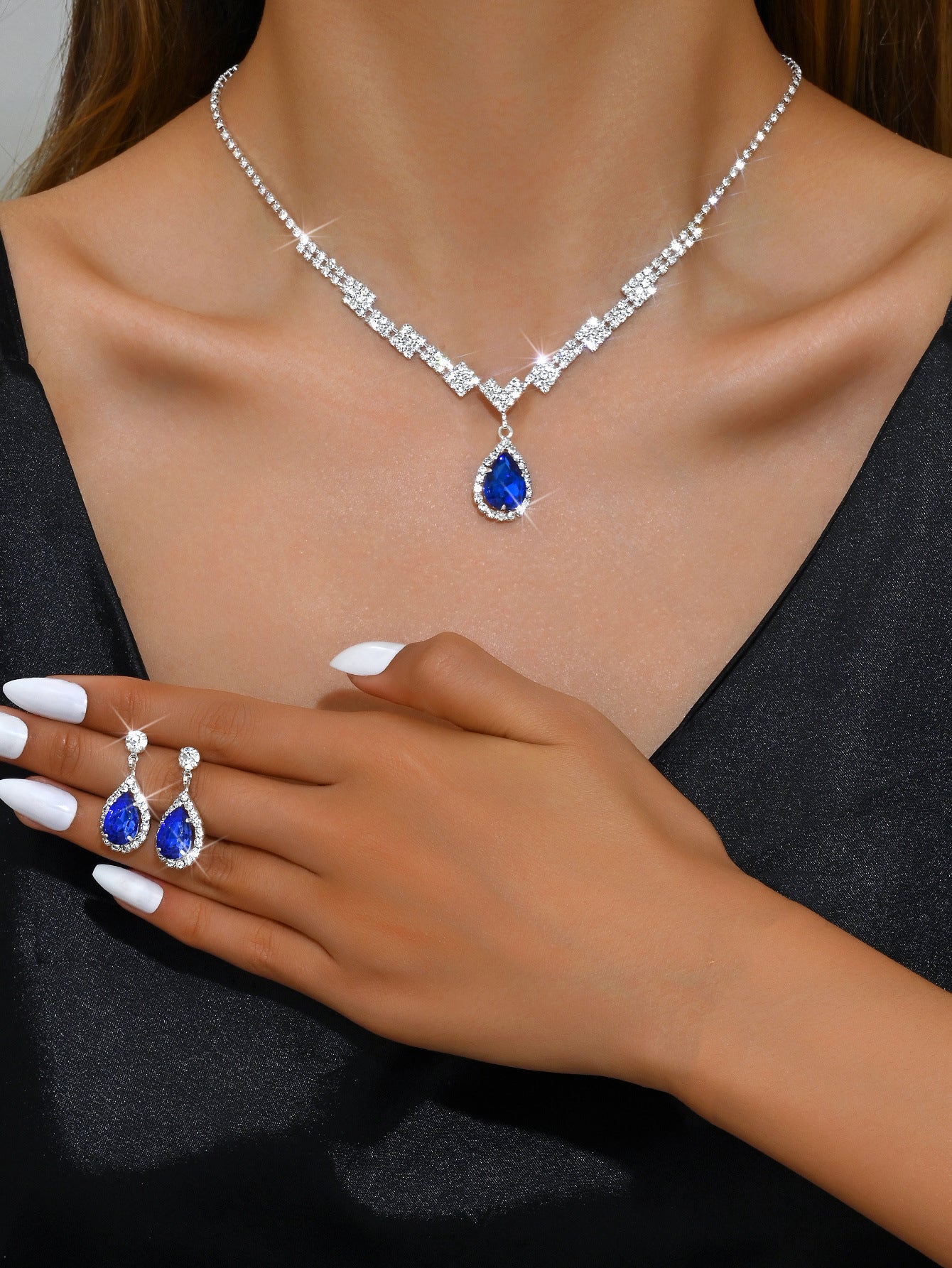 Factory Direct Approval Fashion Wedding Wedding Photography Accessories Earrings Necklace Bracelet Set Combination Multiple Choice
